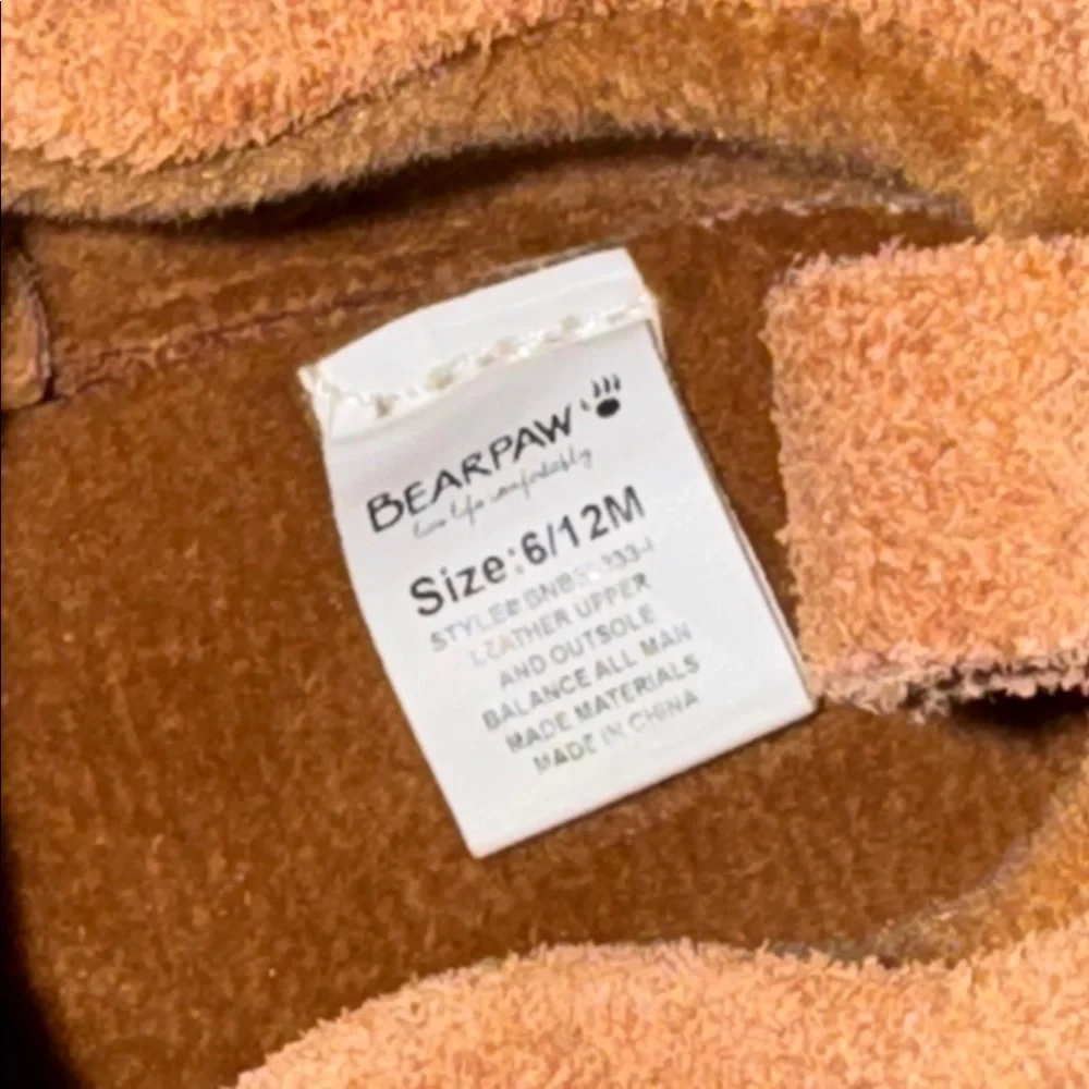 BearPaw Tan Suede Kids Moccasins-size 6-12 months